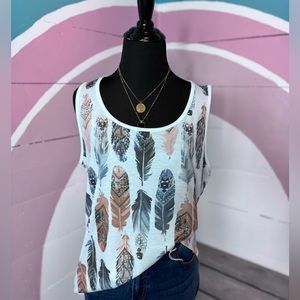 Boutique Brand Feather Print Boho Soft Tank Top 💗
